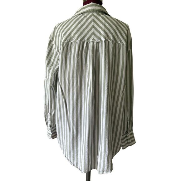 LOLA RIVER STRIPE Button Down SHIRT size L Green White - Picture 4 of 11